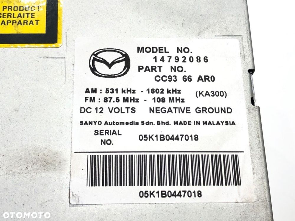 RADIO  MAZDA 5 (CR19) 2005 - 2010 2.0 CD (CR19) 81 kW [110 KM] olej napędowy 2005 - 2010 CC9366AR0 - 5