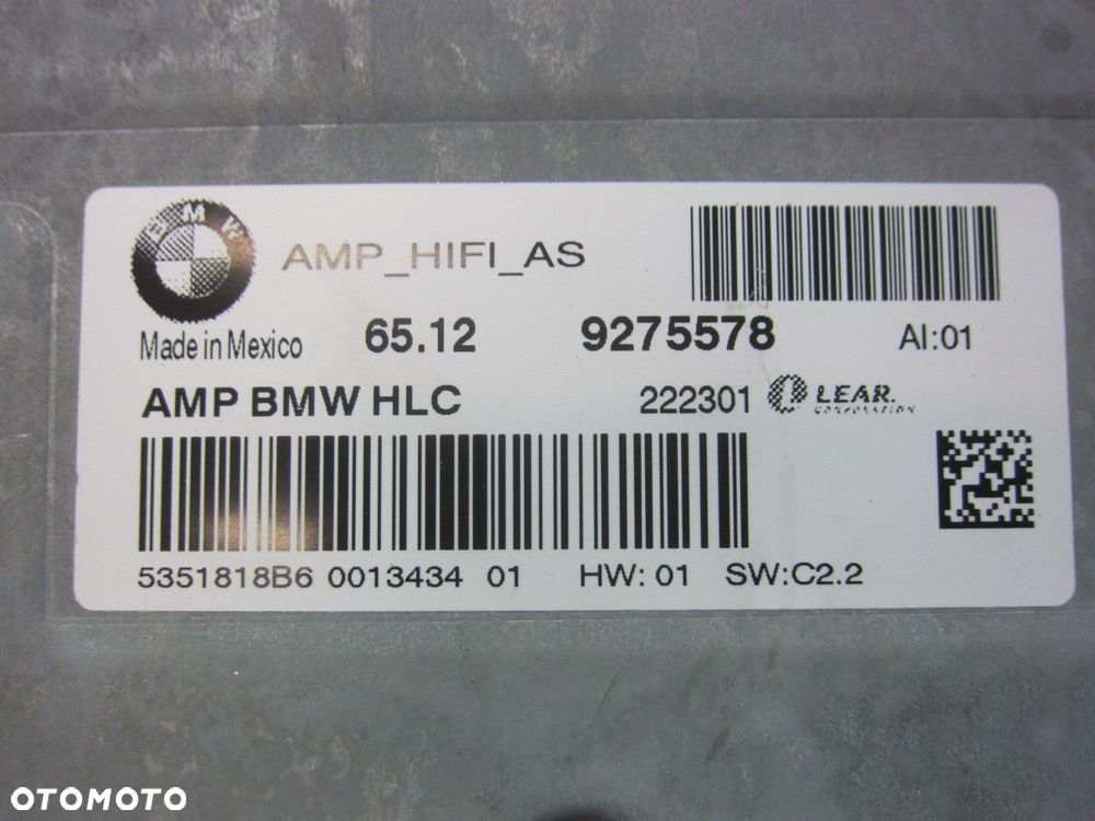 BMW X3 F25 MODUŁ WZMACNIACZ AUDIO HIFI 9275578 65129275578 2622680 WIĄZKA - 7
