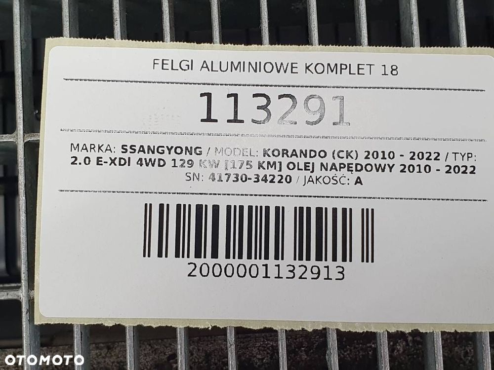FELGI ALUMINIOWE KOMPLET 18 5x112 ET48 41730-34220 SSANGYONG KORANDO III - 14
