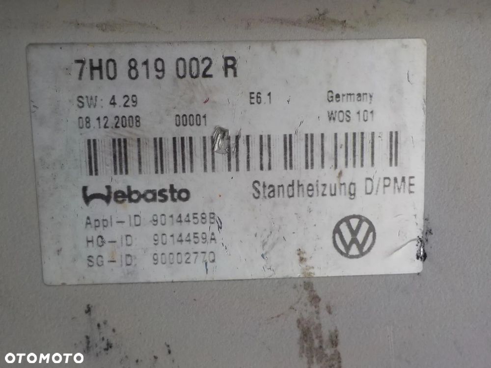 VW T5 T6 OGRZEWANIE POSTOJOWE WEBASTO SUCHE KOMPLET - 4