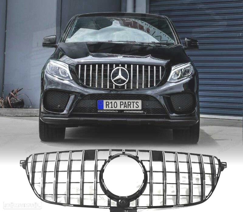 GRELHA MERCEDES CLASE GLE COUPE C292 15-19 LOOK GT-R PANAMERICANA PRETO CROMADO CAMERA - 1