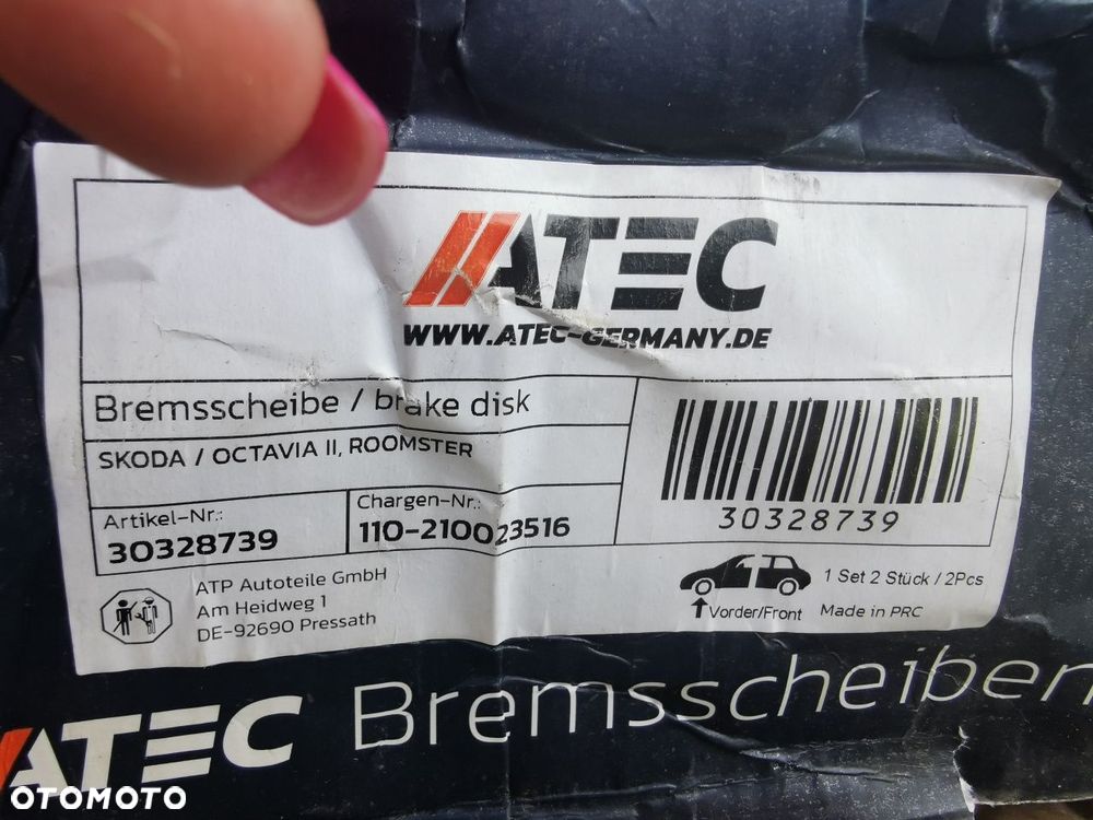 Tarcze hamulcowe Atec 110.2100,23516 Skoda Octavia II Roomster - 8