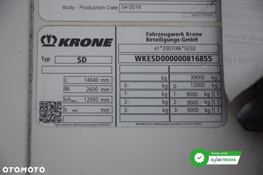 Krone SDR Double Deck Cool Liner FP60 ThermoKing SLXi 300 Lifting Axle - 14
