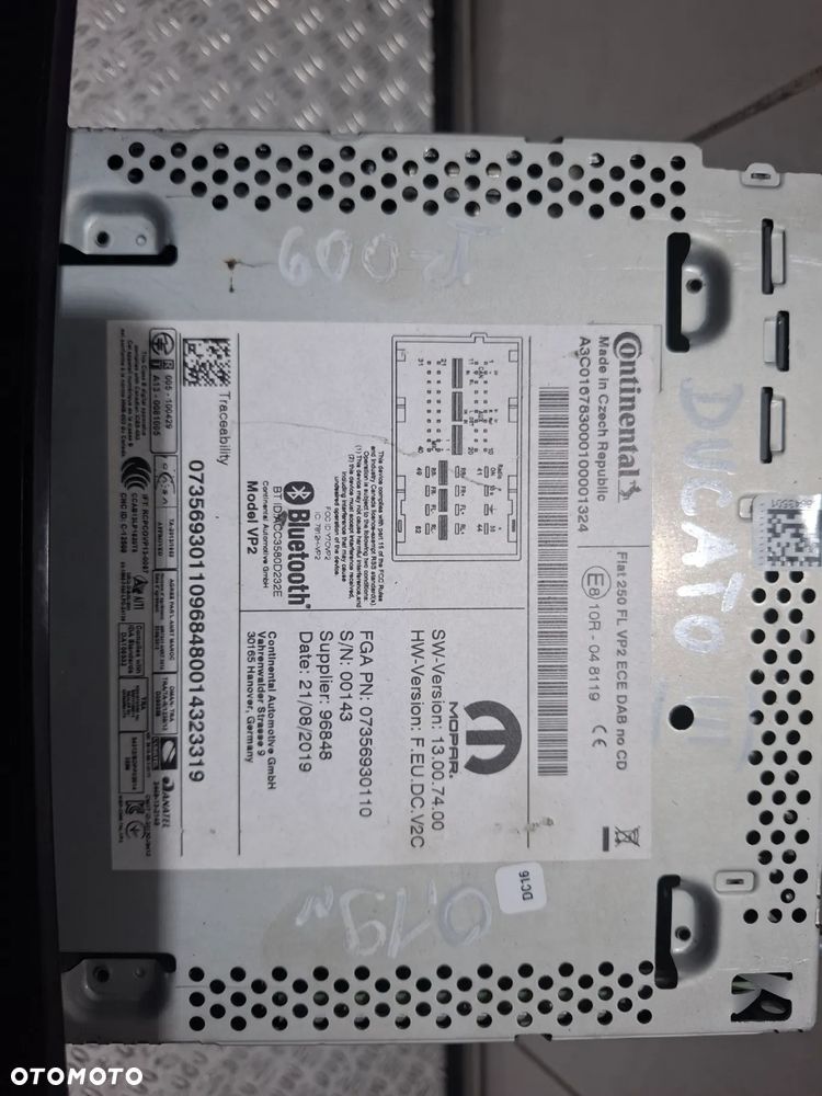 Radio fabryczne Navi Fiat Ducato III 2019 rok nr 07356930110 - 2