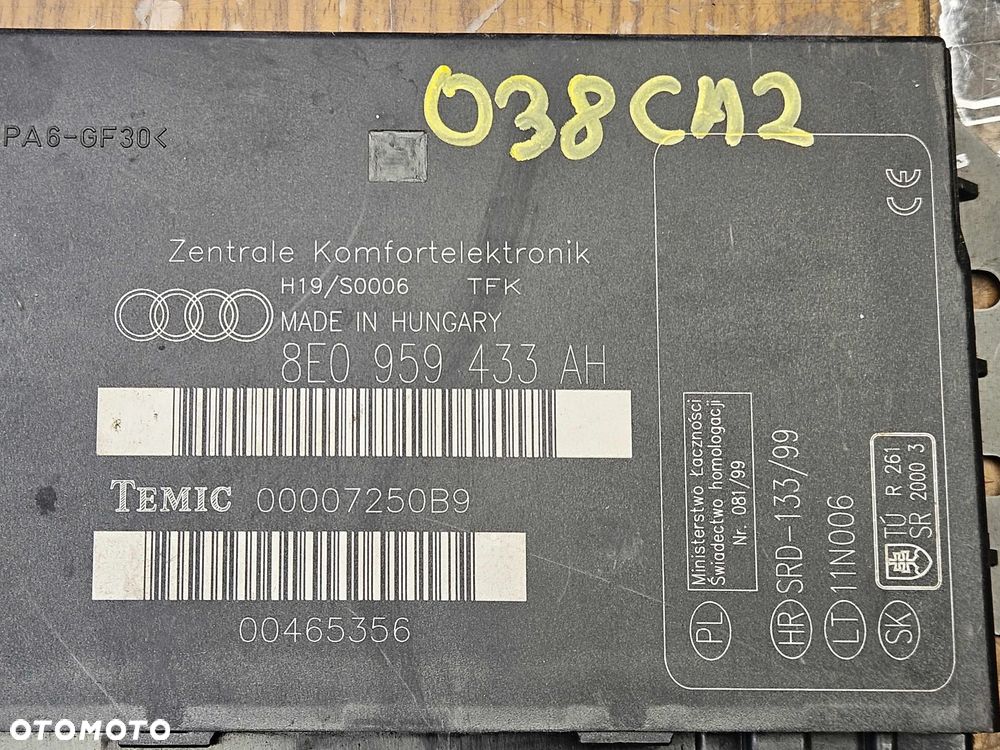 Moduł 8E0959433AH Sterownik Komputer Komfortu Audi A4 B6 B7 Europa - 2