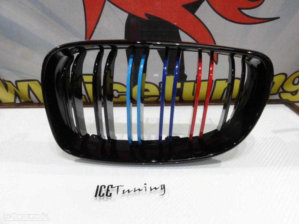 Grelha frontal BMW E90 / E91 05-08 M4 look / dupla lâmina em preto piano brilhante - 12