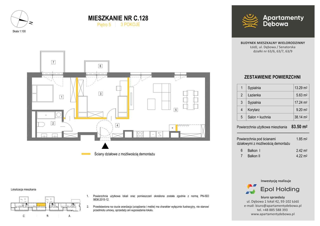 Gotowe mieszkanie 83 metry od dewelopera - 5 piętro - Górniak - Górna