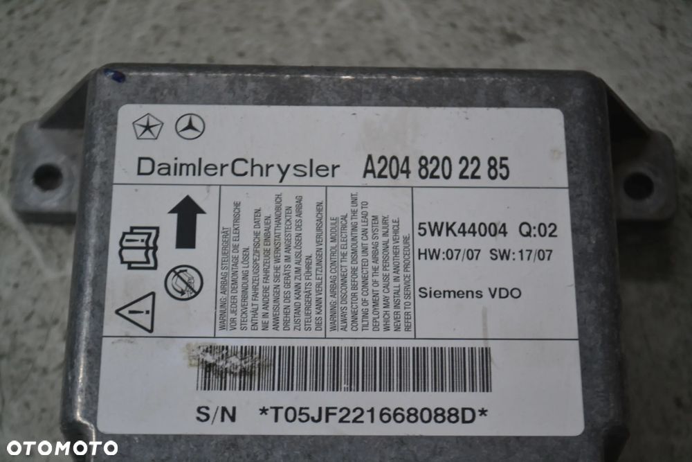 MERCEDES STEROWNIK PODUSZEK SENSOR AIRBAG 2048202285 - 2