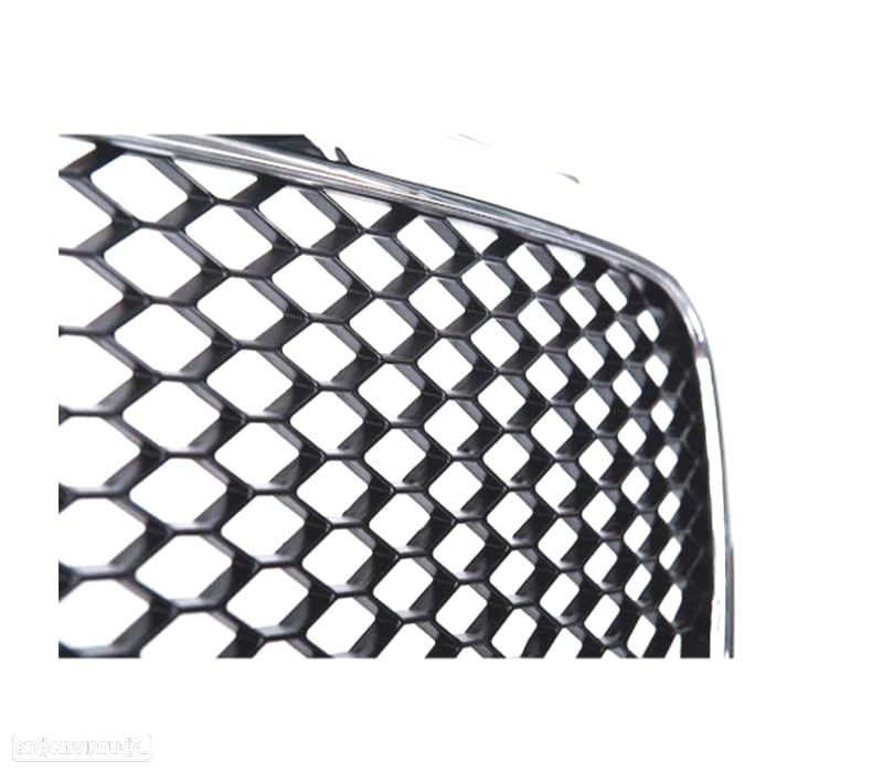 GRELHA FRONTAL AUDI A4 B7 LOOK RS PRETO CROMADA - 3
