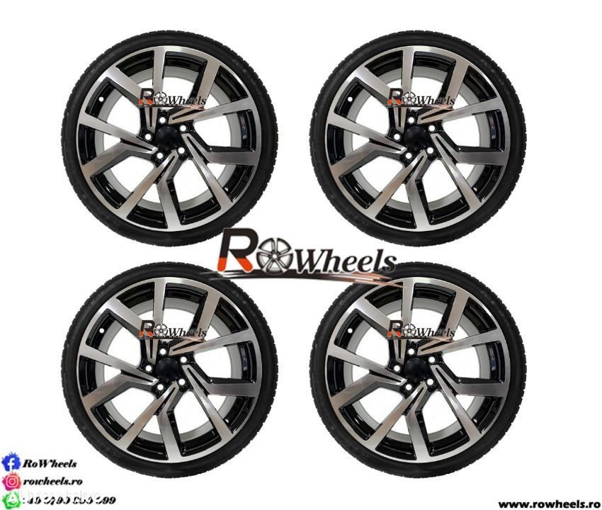 Jante AUDI SEAT SKODA VW 18 R18 Black 5X112 Cu ANVELOPE DE VARA Sau Iarna - 3