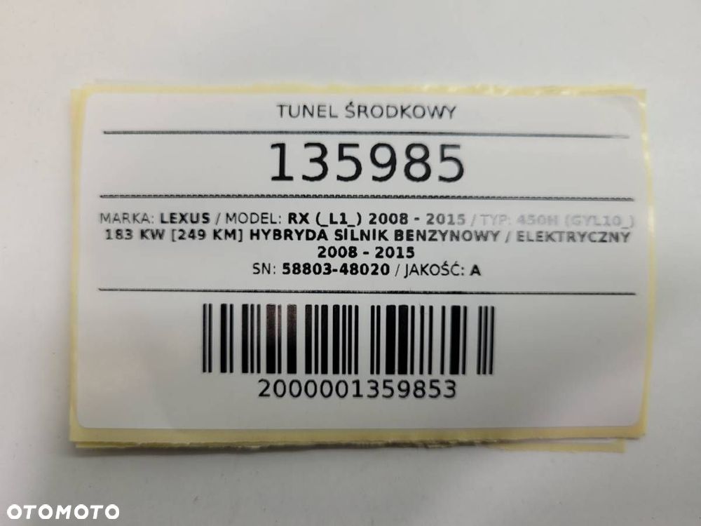 TUNEL ŚRODKOWY LEXUS RX 450H 58803-48020 KOMPLETNY - 15