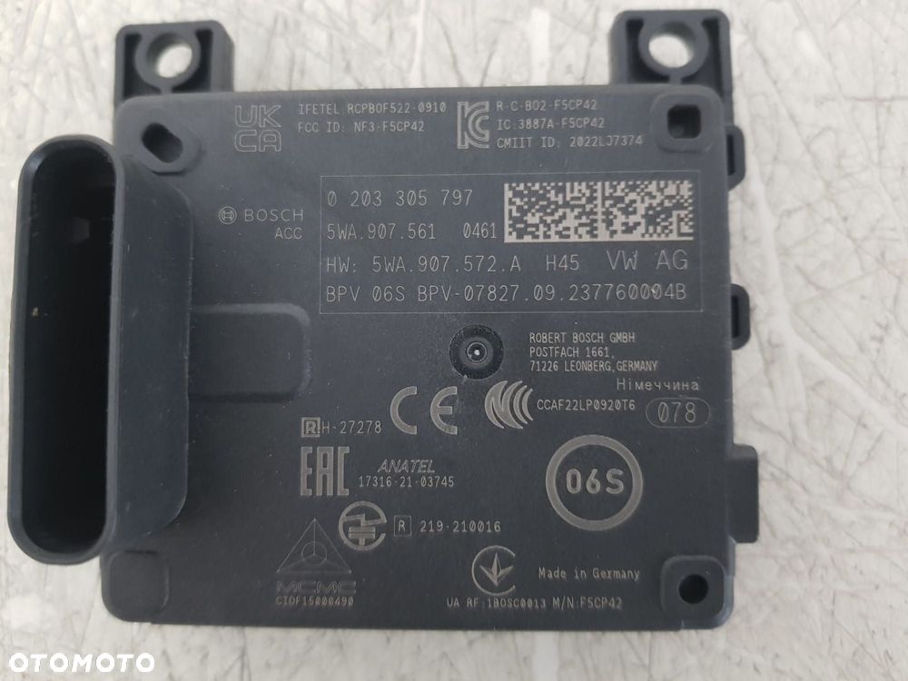 VW AUDI SKODA SEAT RADAR  MODUŁ ACC DISTRONIC 5WA907572A  5WA907561 - 3
