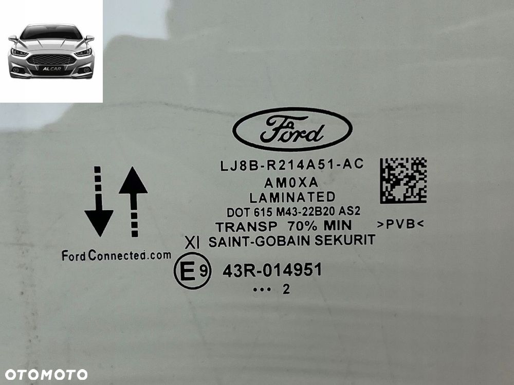 SZYBA DRZWI LEWY PRZÓD FORD MUSTANG MACH-E LAMINATED LJ8B-R214A51-AC 2022r - 2