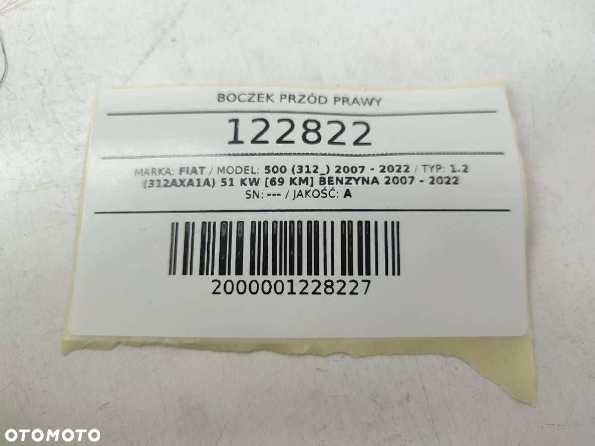 BOCZEK PRZÓD PRZEDNI PRAWY DRZWI TAPICERKA FIAT 500 EU - 9