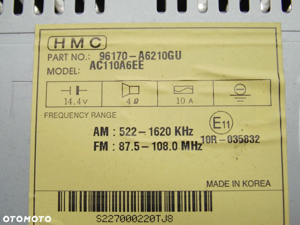 RADIO CD RDS MP3 BLUETOOTH 96170-A6210 HYUNDAI I30 II ORYGINAŁ - 6