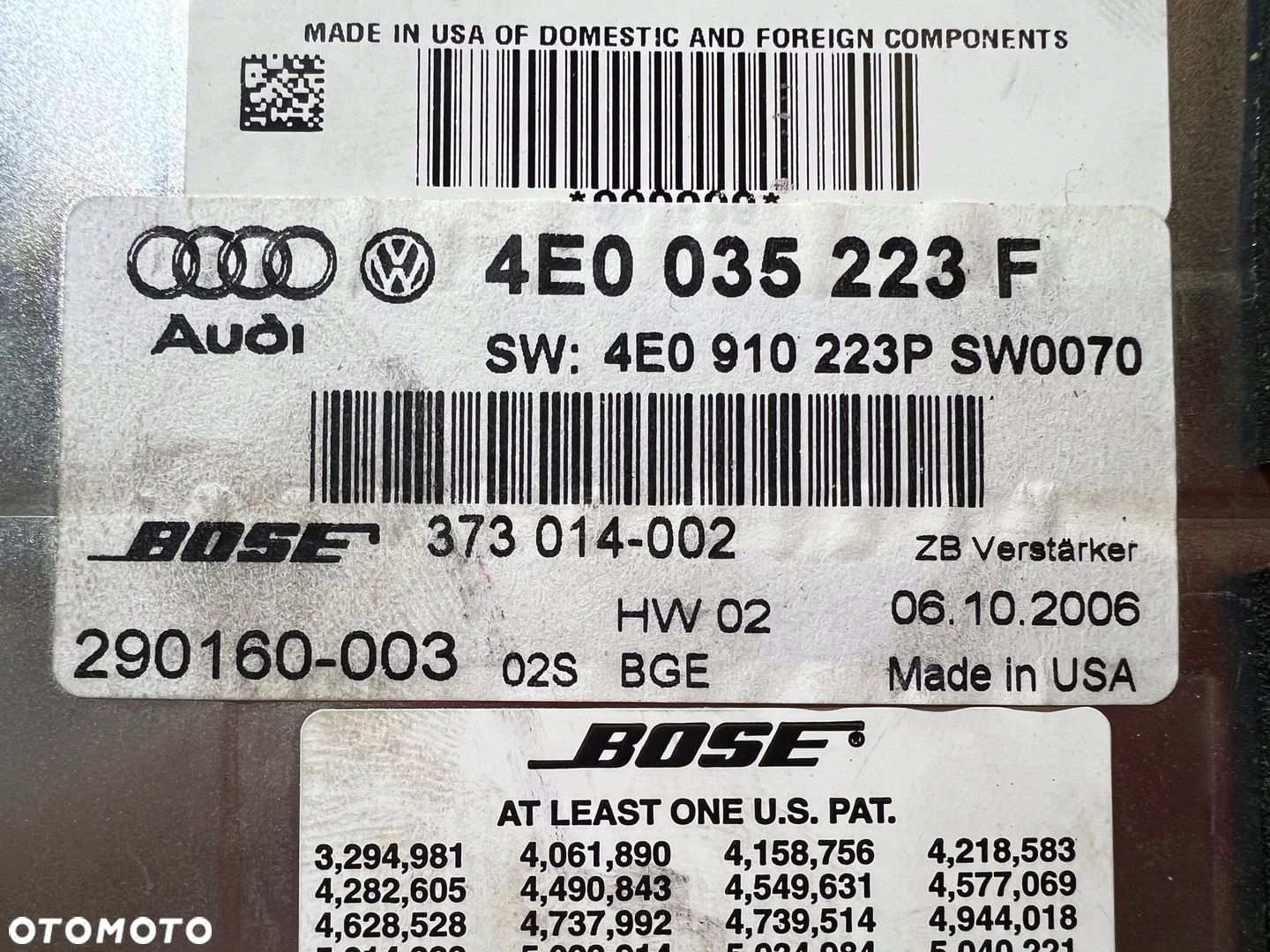AUDI A8 D3 WZMACNIACZ BOSE 4E0035223F - 8