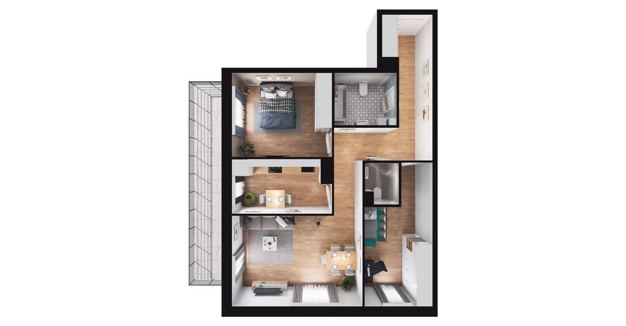 3-pokojowe mieszkanie 67m2 + balkon