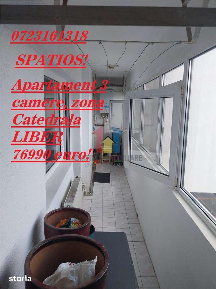 SPATIOS! Apartament 3 Camere, zona catedrala 82 mp — fotografia 1