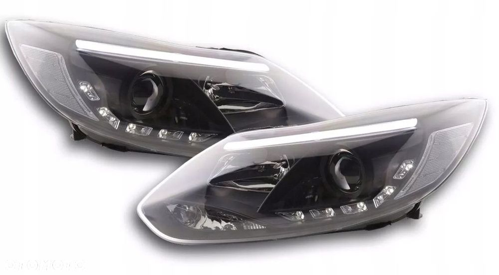 Reflektory Lampy kpl Diody Soczewka Black Czarne Ford Focus III 3 mk3 2010- - 4