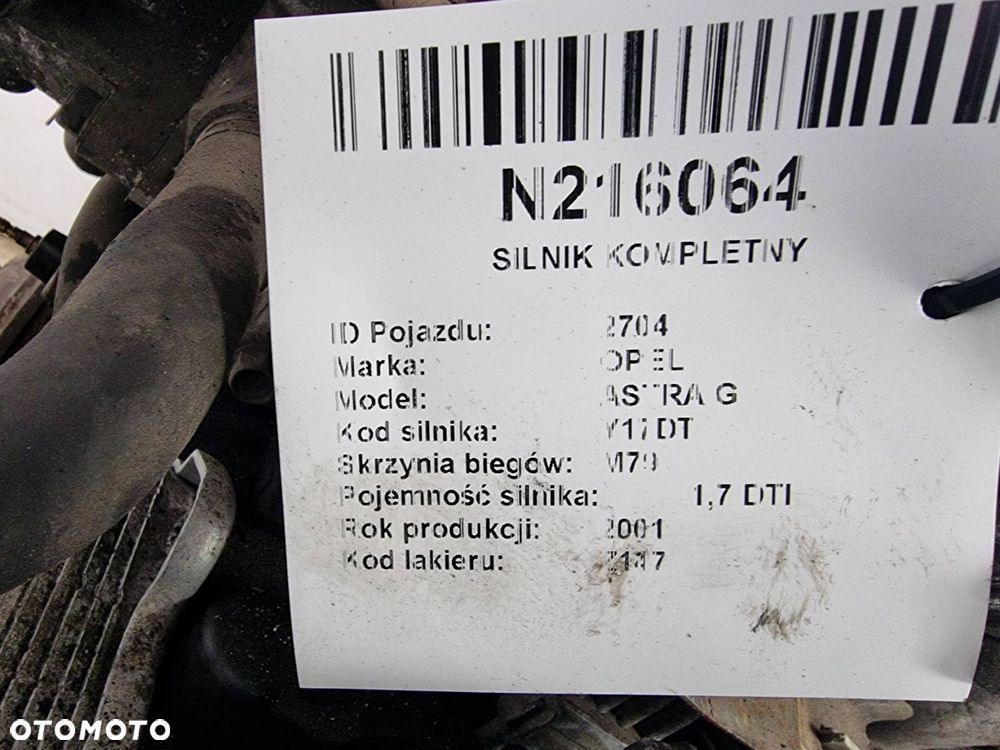 SILNIK KOMPLETNY OPEL ASTRA G Y17DT - 6