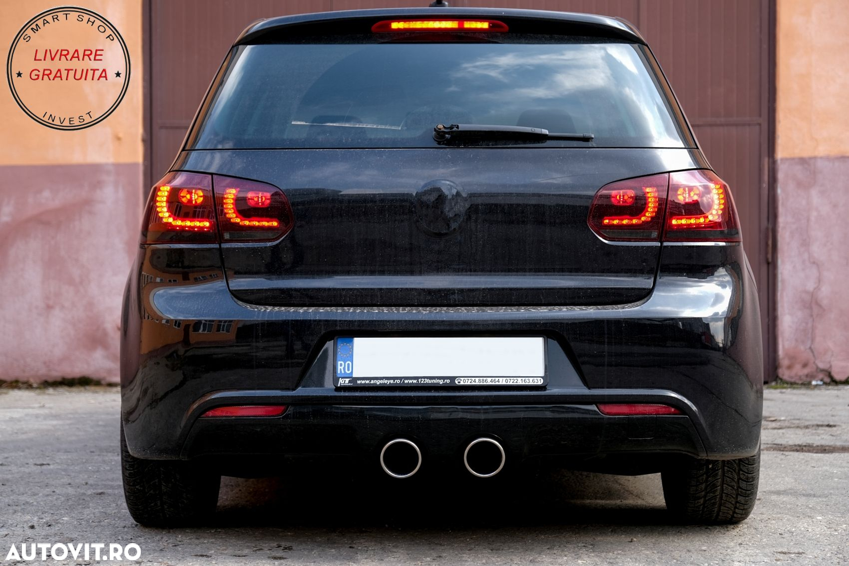 Stopuri Full LED VW Golf 6 VI (2008-2013) R20 Design Rosu Fumuriu cu Semnal Dinami- livrare gratuita - 12