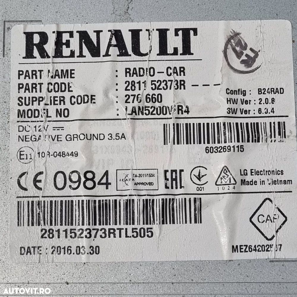 Navigatie Dacia Duster Facelift 2013 - 2018 (1384) 281152373r - 2