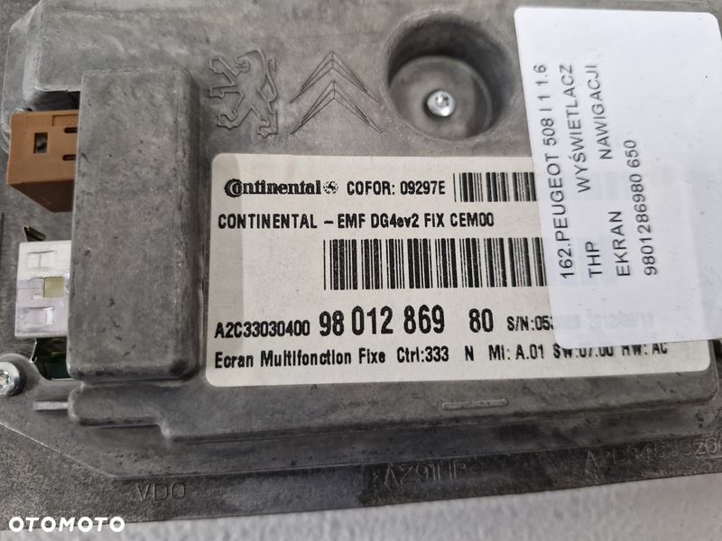 PEUGEOT 508 I 1 1.6 THP WYŚWIETLACZ EKRAN NAWIGACJI 9801286980 - 7