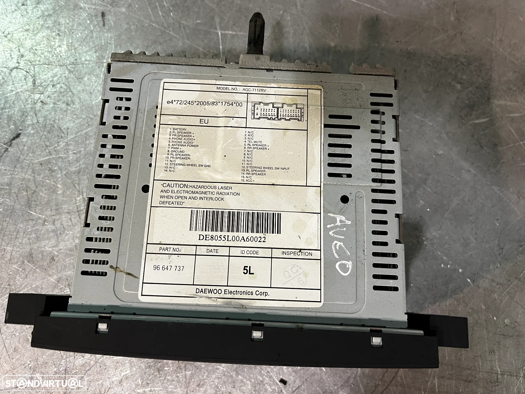 AUTO-RADIO ORIGINAL CHEVROLET AVEO / KALOS 96647737 - 2