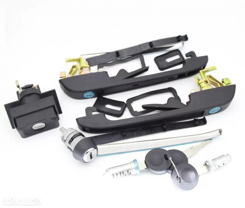 Conjunto Puxadores + Canhão Fechaduras Volkswagen Golf 2 Jetta Mk2 - 3