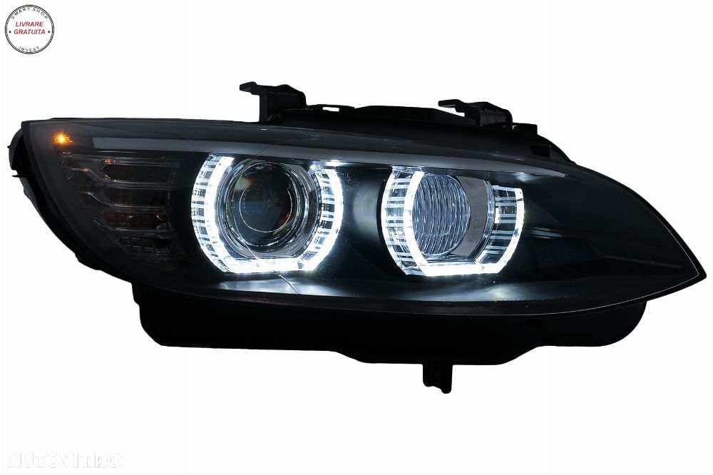 Faruri Xenon Angel Eyes BMW Seria 3 E92 E93 (2006-2010) 3D Negru- livrare gratuita - 2