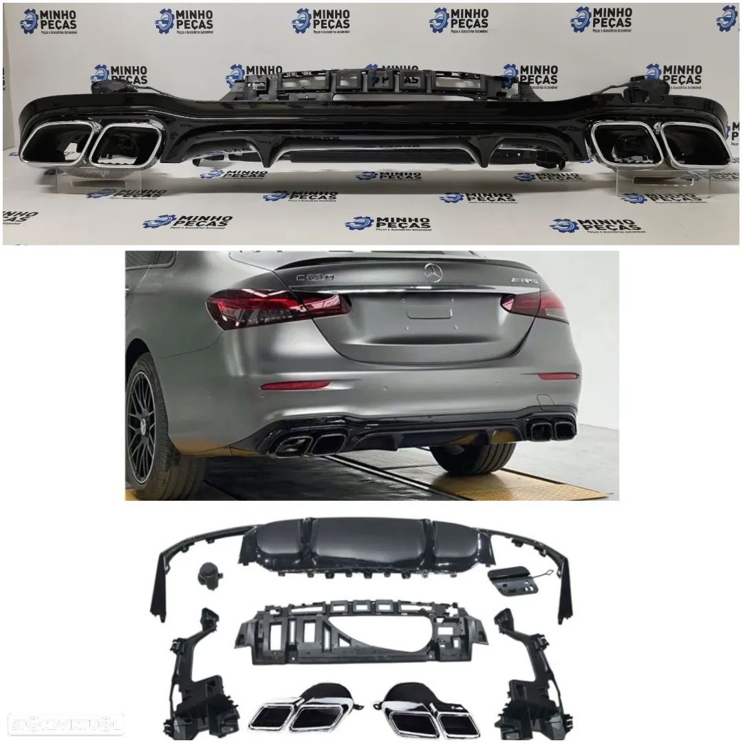 Difusor Traseiro Mercedes Class E (W213) Look E63 AMG (Ponteiras Cromadas) - 1