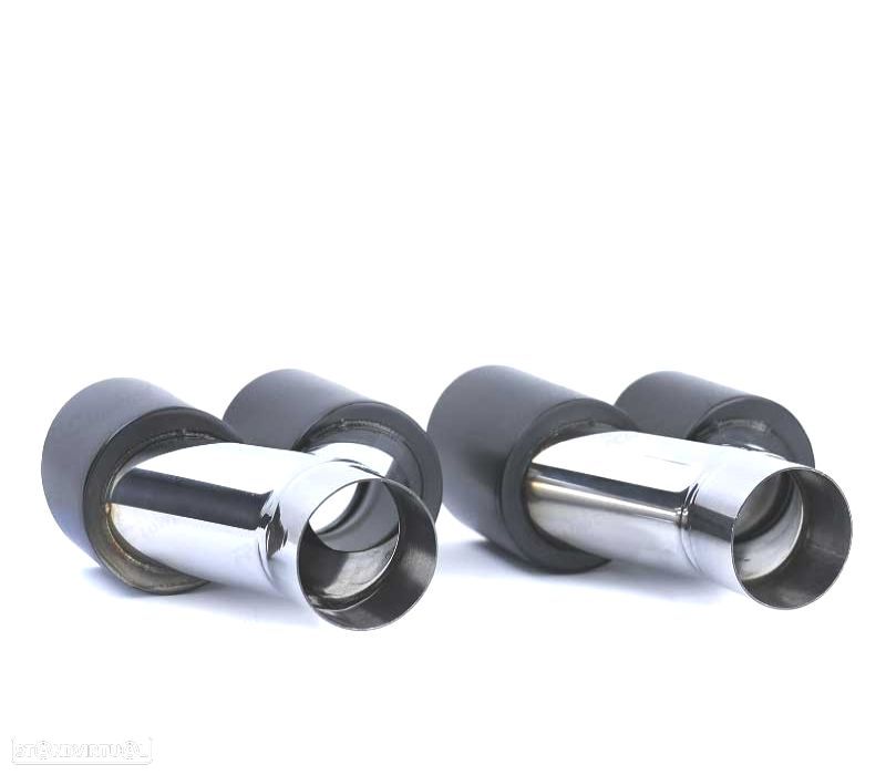 PONTEIRAS DE ESCAPE SAIDA DUPLA UNIVERSAL 2X 89MM INOX PRETO MATT - 2