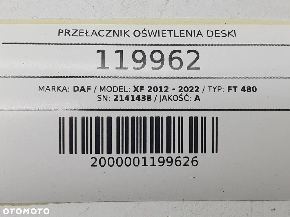 PRZEŁĄCZNIK PRZYCISK OŚWIETLENIA DESKI LICZNIKA DAF XF 106 CF LIFT - 5