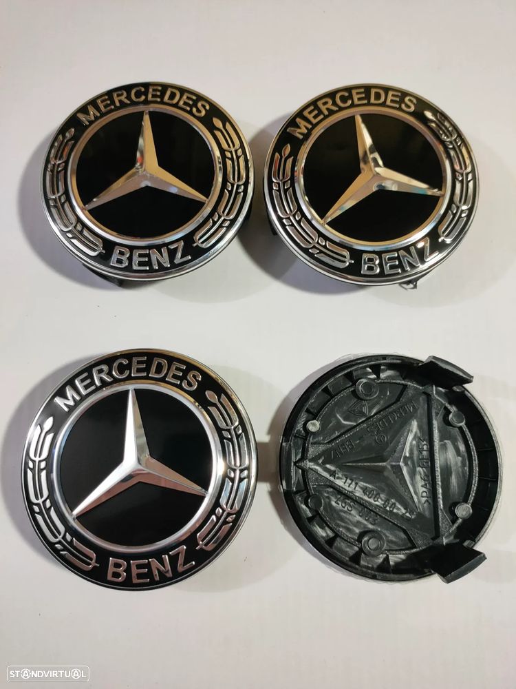 4 centros de jantes 75mm Mercedes Azul, Preto, Prateado Etc. - 6