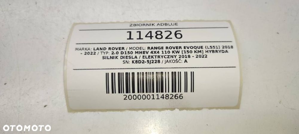 ZBIORNIK ADBLUE LAND RANGE ROVER EVOQUE II L551 K8D25J228AB - 8