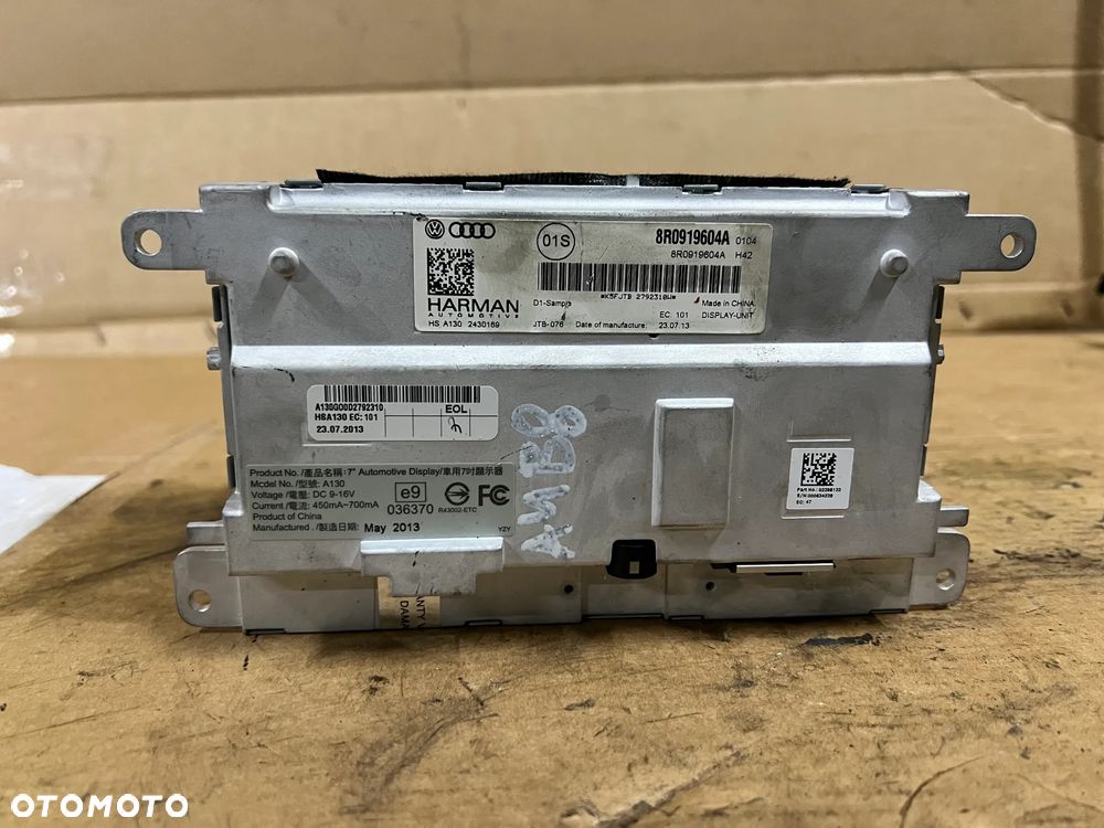 Wyświetlacz ekran monitor radia navi nawigacji MMI Audi A4 B8 Lift 8R0919604A - 2