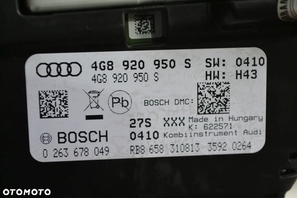 AUDI A6 C7 A7 2,0 3,0 TDI LICZNIK ZEGAR SPRAWNY ANGLIK 4G8920950S 0263678049 - 3