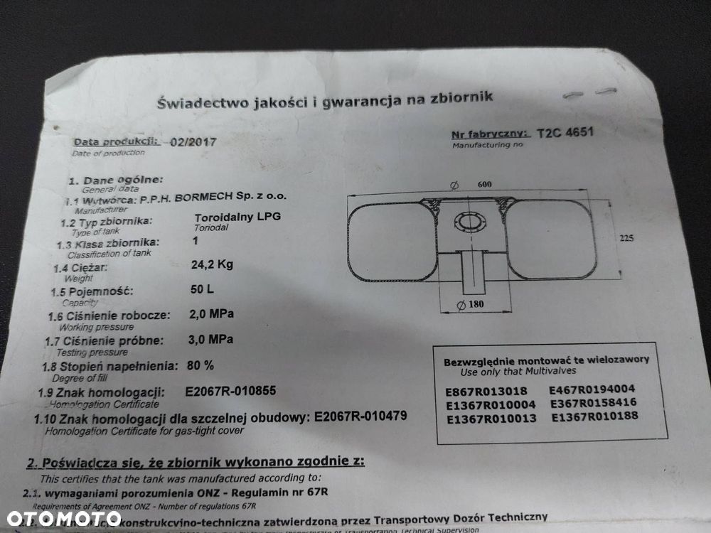 BUTLA GAZOWA LPG 50L 2027R W KOŁO PAPIER + ZAWÓR - 2