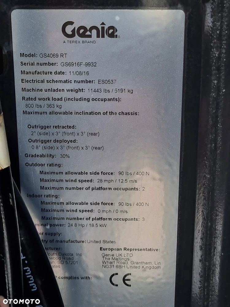 Genie Zwyżka GS-4069RT Podnośnik Nożycowy 14,5 metra jak Nowa 2017r z Norwegii 738mtg 4x4 silnik Kubota - 23