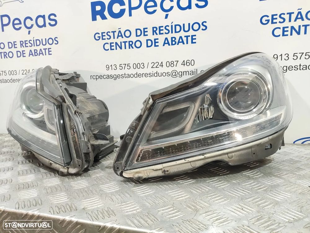 Conjunto Farois Otica Frente Frontal Xenon Originais Mercedes Benz  Class C W204 Facelift - 3