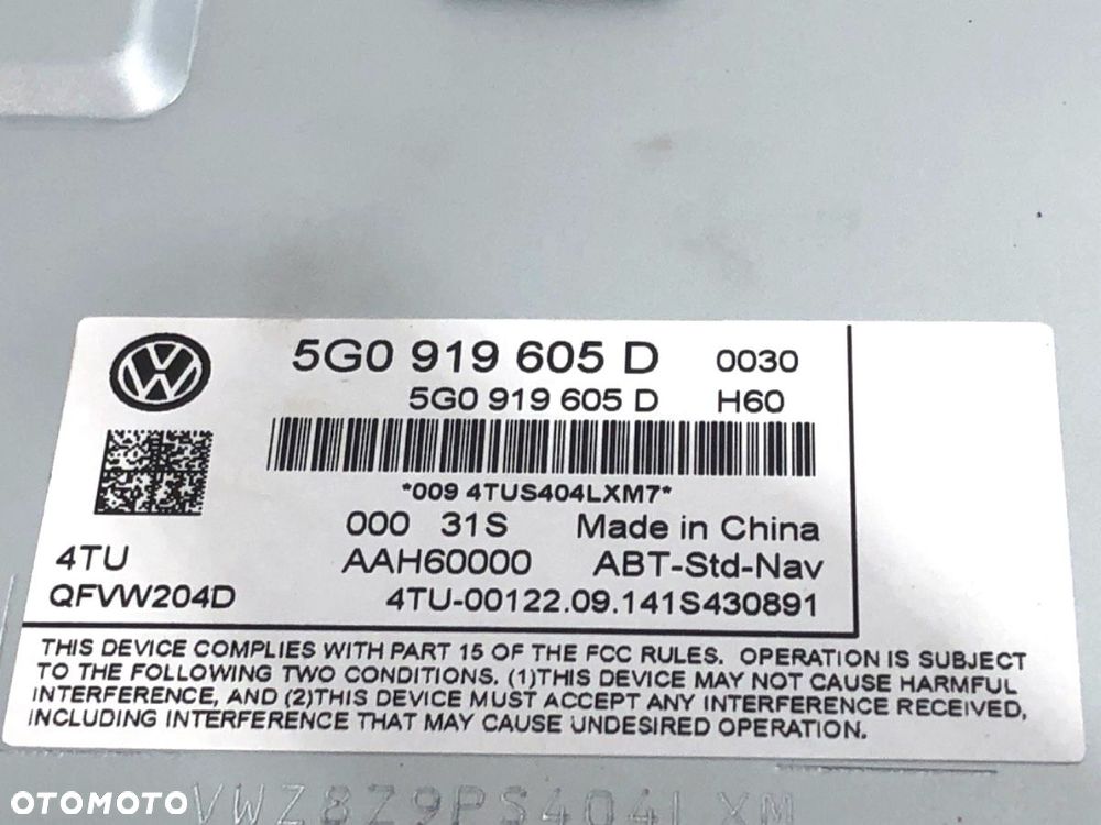 RADIO WYŚWIETLACZ - 349.00 PLN - VW GOLF VII (5G1, BQ1, BE1, BE2) 2012 - 2022 1.4 TSI 90 kW [122 - 5