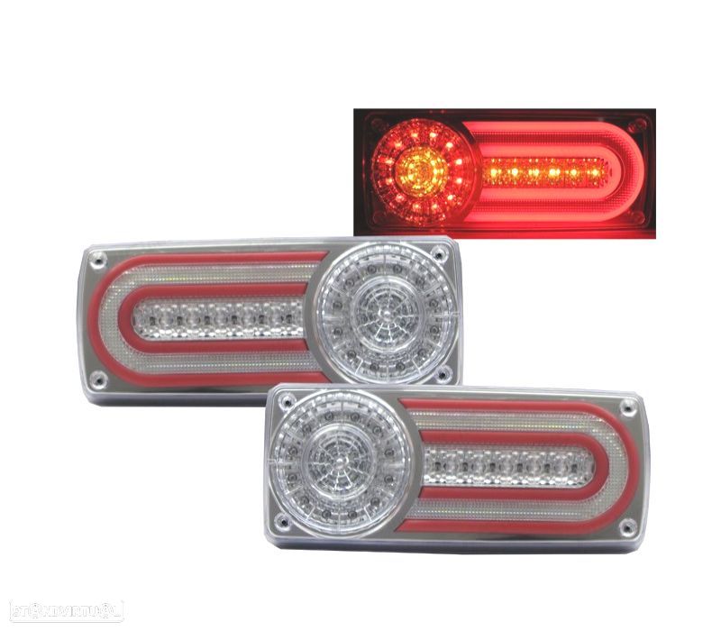 FAROLINS TRASEIROS LED MERCEDES CLASSE G W463 89-13 CROMADO - 1