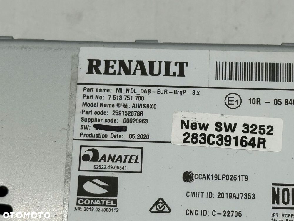 panel / radioodtwarzacz cd/dvd/gps renault clio v 2022 7513751700 - 6