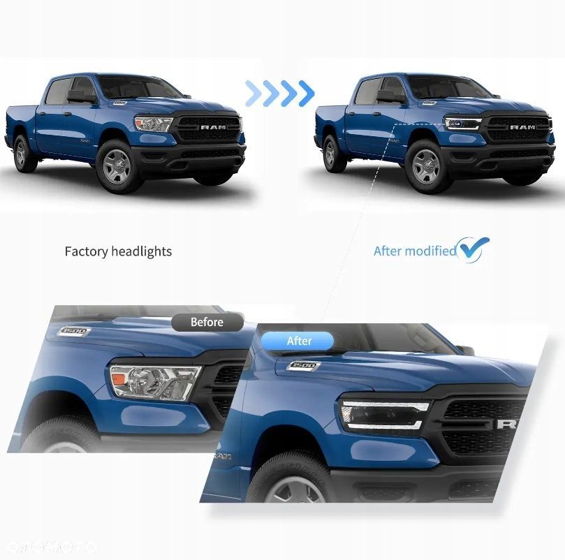 Reflektor Lampa kpl Vland Full Bi Led Neon Tuning Dodge Ram V 5 1500 19-24 - 10
