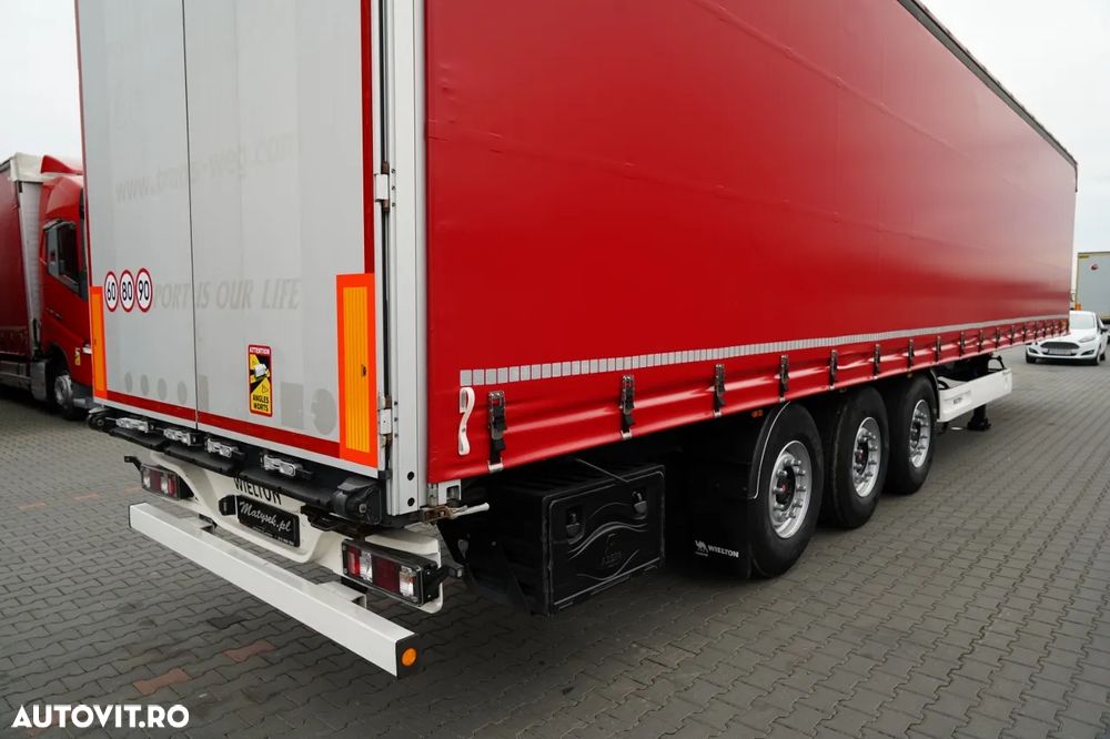 Wielton / CORTINĂ STANDARD / REMORCA DIN OȚEL - 9 M / AXĂ CULISANTĂ / SAF / ACOPERIȘ CULISANT / - 13