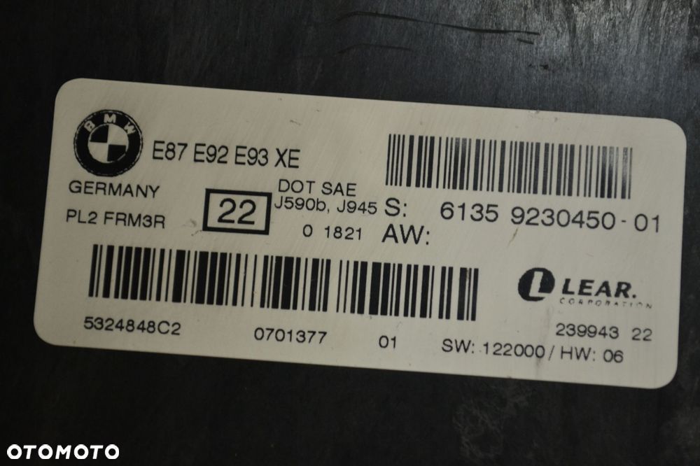 BMW E87 E92 E93 LIFT MODUŁ ŚWIATEŁ 9230450 - 5