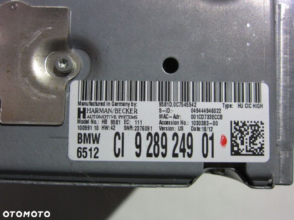 BMW F10 F01 RADIO CZYTNIK NAWIGACJI USA 9289249 - 5