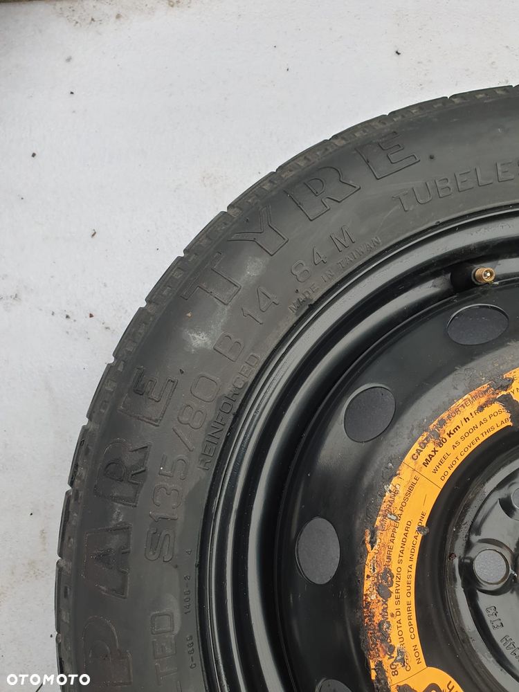 Koło Dojazdowe zapasowe Fiat 500 4x98 135/80 R14 Demontaż - 5