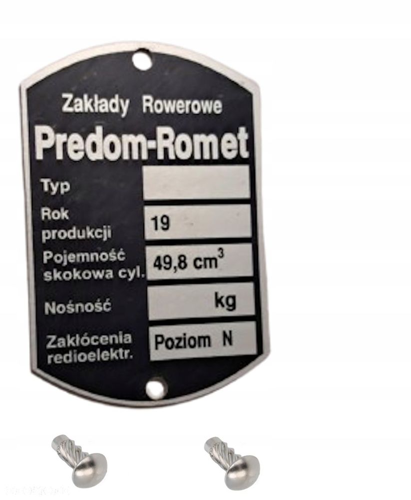 polska tabliczka znamionowa romet rometa motorynka komar ogar kadet