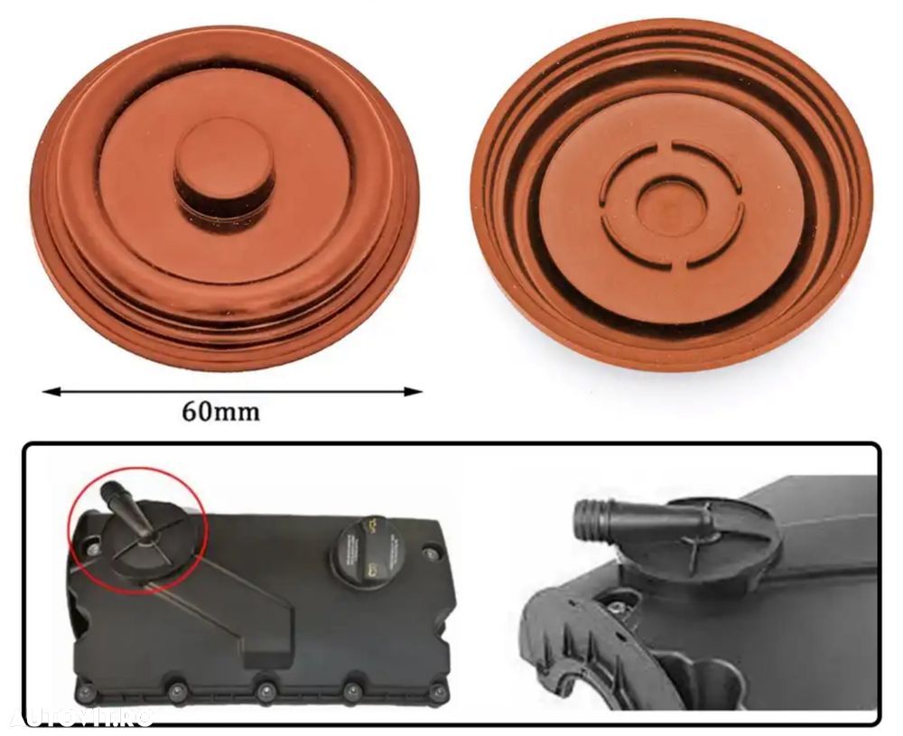 Supapa Valva PCV Membrana Capac Tacheti Vw Audi Seat 1.9 2.0 TDI AXR - 1